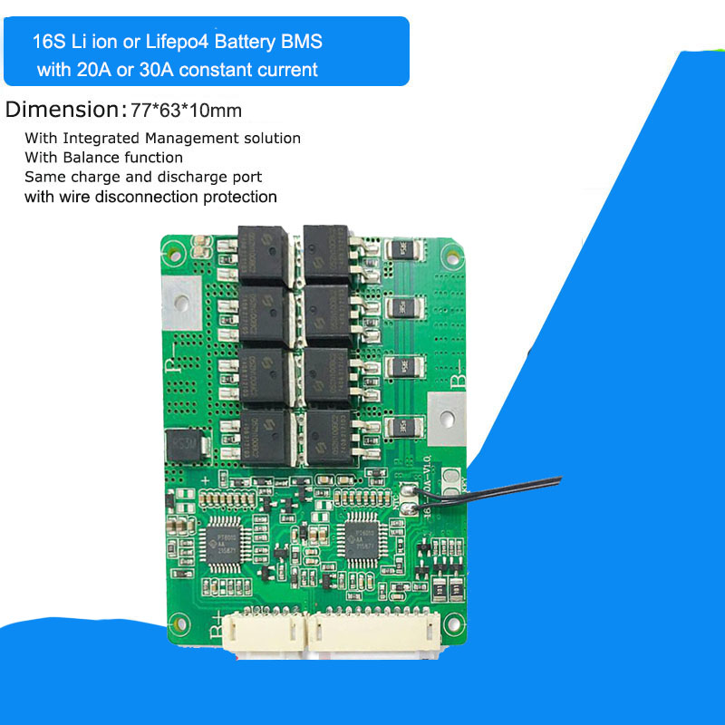 16S Li ion or Lifepo4 60V 67.2V 51.2V Battery BMS with 20A or 30A constant  current – LLT POWER ELECTRONIC