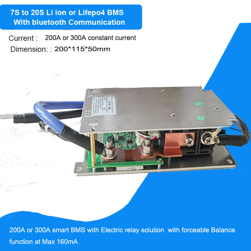7S 8S 10S 12S 13S 14S 15S 16S 20S 48V 60V 72V li ion or Lifepo4 smart  Bluetooth BMS support 200A or 300A constant charge and discharge current
